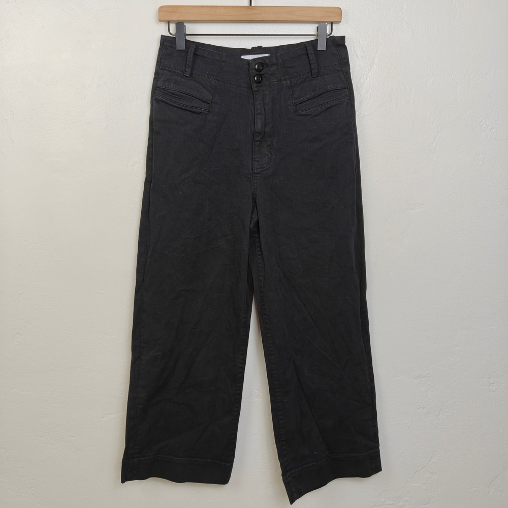 DU/ER LuxTwill High Rise Trouser Womens 29x28 Black Wide Leg Pants Office Preppy